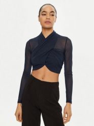 Bardot Bluzka 55001TB2 Granatowy Slim Fit. Niebieskie bluzki Bardot, l, bez wzorów, z syntetyku, bez kołnierzyka, bez ramiączek. Za 169.99 zł.