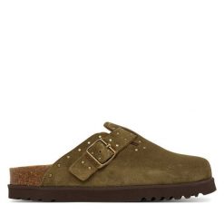 Klapki Scholl. Brązowe klapki Scholl, bez wzorów, bez obcasa. Za 505.99 zł.