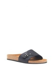 Comfortfusse Skórzane klapki w kolorze czarnym rozmiar: 40. Czarne klapki Comfortfüße, bez wzorów, z nubiku, z otwartym noskiem, bez obcasa. Za 217.99 zł.