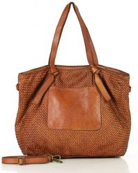 Shopperka pleciona MARCO MAZZINI brąz camel v243b. Brązowe shopper bez wzorów, ze skóry, vintage, duże, bez dodatków. Za 597.55 zł.