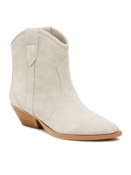 Badura Botki V365-17 Szary. Szare botki Badura, bez wzorów, ze skóry, bez obcasa, na słupku, bez zapięcia. Za 229.99 zł.