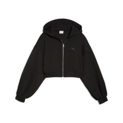 Damska bluza z kapturem full zip Puma Cropped. Czarne bluzy Puma, l, bez wzorów, z dresówki, z kapturem. Za 272.00 zł.