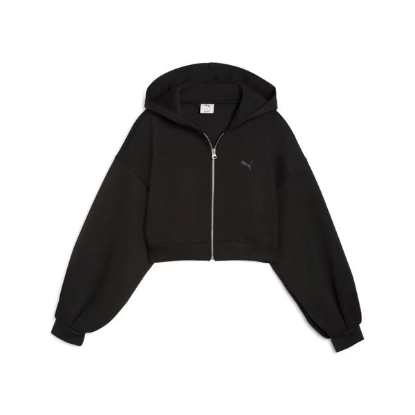 Damska bluza z kapturem full zip Puma Cropped. Czarne bluzy Puma, l, bez wzorów, z dresówki, z kapturem. Za 272.00 zł.