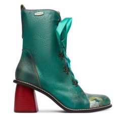 Botki Laura Vita. Zielone botki Laura Vita, bez wzorów, bez obcasa, na słupku, bez zapięcia. Za 669.99 zł.