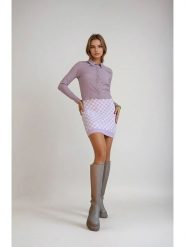 Monki Bluzka w kolorze fioletowym rozmiar: S. Różowe bluzki Monki, s, bez wzorów, bez kołnierzyka, bez ramiączek. Za 48.05 zł.