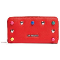 Portfel w kolorze czerwonym - (S)20 x (W)10 x (G)2,5 cm. Czerwone portfele Love Moschino, bez wzorów, z materiału. W wyprzedaży za 289.95 zł.