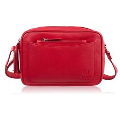 Torebka damska skórzana listonoszka na ramię czerwona Paolo Peruzzi AY-20-RD. Czerwone torby na ramię bez wzorów, z materiału, biznesowe, na ramię, bez dodatków. Za 199.00 zł.