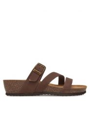 Geox Klapki D New Sthellae D551AA 00032 C6009 Brązowy. Brązowe klapki Geox, bez wzorów, z nubiku, bez obcasa. Za 239.99 zł.