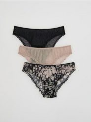 Siateczkowe majtki figi 3 pack - czarny. Czarne figi Reserved, l, bez wzorów. Za 59.99 zł.