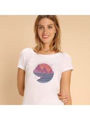 WOOOP Koszulka "The mountains are calling" w kolorze białym rozmiar: L. Białe bluzki Wooop, l, bez wzorów, z bawełny, bez kołnierzyka, bez ramiączek. Za 52.79 zł.