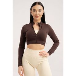 Bluza fitness damska Gym Glamour bezszwowa rozpinana. Brązowe bluzy GYM GLAMOUR, s, bez wzorów, bez kaptura. Za 159.99 zł.