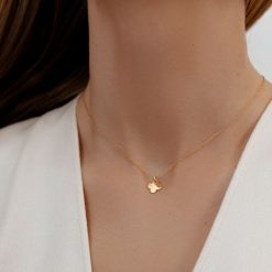 Naszyjnik z okrągłą koniczyną ze złota próby 585 z diamentem. Żółte naszyjniki Lilou, z diamentem, złote. Za 1,866.00 zł.