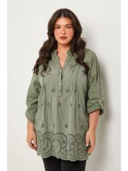 Curvy Lady Tunika w kolorze khaki rozmiar: 48/50. Brązowe tuniki Curvy Lady, bez wzorów, klasyczne, bez kołnierzyka, bez ramiączek. Za 127.65 zł.
