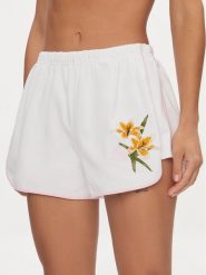 Guess Szorty materiałowe Zoey V4GD05 KC5R0 Biały Loose Fit. Białe szorty Guess, z aplikacjami, z materiału. Za 219.99 zł.
