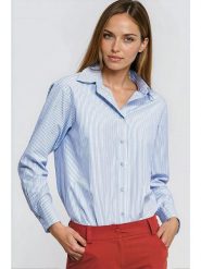 Nife Bluzka w kolorze błękitnym rozmiar: 40. Niebieskie bluzki Nife, bez wzorów, bez kołnierzyka, bez ramiączek. Za 158.84 zł.