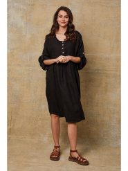 Fleur de Lin Lniana sukienka "Cadence" w kolorze czarnym rozmiar: XL. Czarne sukienki Fleur de Lin, xl, bez wzorów, ze lnu, bez kołnierzyka, bez ramiączek, midi. Za 165.99 zł.