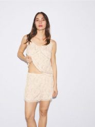 Wzorzysta piżama dwuczęściowa - jasnożółty. Żółte piżamy Reserved, bez wzorów, z wiskozy, bez ramiączek. Za 119.99 zł.