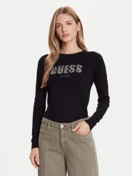 Guess Sweter W5BR40 Z2NQ2 Czarny Regular Fit. Czarne swetry Guess, xxl, z aplikacjami, z wiskozy, bez ramiączek. Za 345.00 zł.