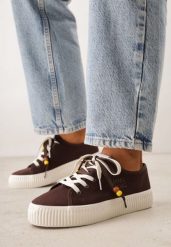 Brązowe Trampki Pod Kostkę na Grubej Podeszwie z Podwójnym Sznurowaniem Callixera. Brązowe trampki Born2be, bez wzorów, z materiału, bez zapięcia. Za 109.99 zł.