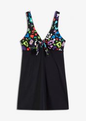 Sukienka kąpielowa. Czarne sukienki bonprix, na plażę, bez wzorów, bez kołnierzyka, bez ramiączek. Za 147.99 zł.