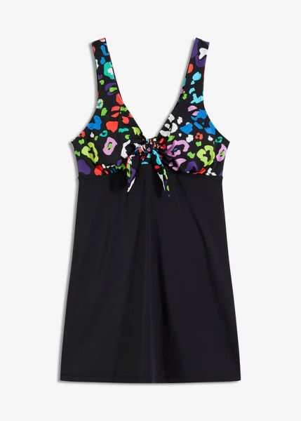 Sukienka kąpielowa. Czarne sukienki bonprix, na plażę, bez wzorów, bez kołnierzyka, bez ramiączek. Za 147.99 zł.