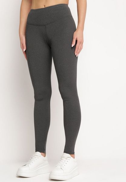 Ciemnoszare Legginsy z Gumką w Pasie Cacilla. Szare legginsy Born2be, s, bez wzorów, z jeansu. Za 14.99 zł.
