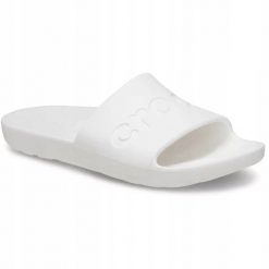 Klapki Dla Dorosłych Crocs Slide. Zielone klapki Crocs, bez wzorów, z materiału, bez obcasa. Za 119.99 zł.