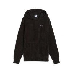 Damska bluza z kapturem Essentials Elevated Comfort Velour Rib PUMA Black. Czarne bluzy Puma, bez wzorów, z kapturem. Za 249.00 zł.