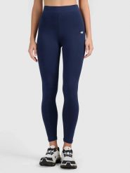 Legginsy treningowe bawełniane damskie granatowe 4F S Granatowy. Niebieskie legginsy 4f, s, bez wzorów, z bawełny. Za 79.99 zł.