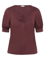 KAFFE curve Koszulka w kolorze bordowym rozmiar: S. Czerwone bluzki KAFFE curve, s, bez wzorów, bez kołnierzyka, bez ramiączek. Za 56.99 zł.