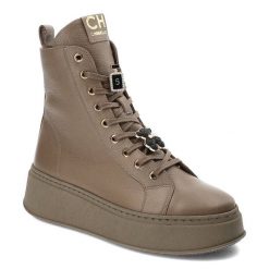 Brązowe Botki CheBello Skórzane Buty Damskie. Brązowe botki CheBello, na jesień, bez wzorów, ze skóry, bez obcasa, na obcasie, bez zapięcia. Za 509.99 zł.