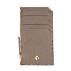 Card holder skórzany w kolorze mocca z wytłoczoną koniczyną. Żółte torebki klasyczne Lilou, bez wzorów, ze skóry, duże, z tłoczeniem, bez dodatków. Za 249.00 zł.