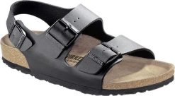Sandały Birkenstock Milano Birko Flor Dorosłych. Czarne sandały Birkenstock, bez wzorów, z materiału, bez obcasa, bez zapięcia. Za 299.00 zł.