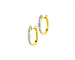 Kolczyki z żółtego złota z diamentami - koła - 0,25 ct - próba 585. Żółte kolczyki Apart, z diamentem, złote. Za 3,890.00 zł.