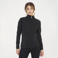 Damska Bluza Treningowa Dafne z Kapturem i Zamkiem Czarna. Czarne bluzy LEGEA, m, bez wzorów, z bawełny, bez kaptura. Za 96.00 zł.