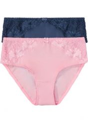 Figi maxi z koronką (2 pary). Szare figi bonprix, bez wzorów, z koronki. Za 77.99 zł.