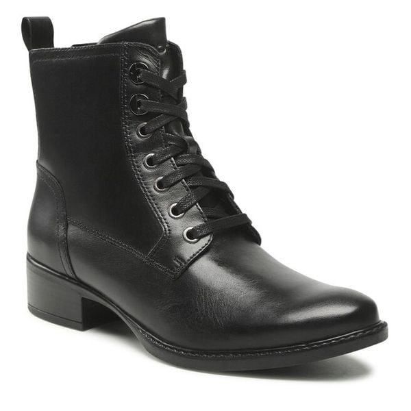 Trzewiki Lasocki. Czarne botki Lasocki, bez wzorów, bez obcasa, na płaskiej podeszwie, bez zapięcia. Za 269.99 zł.