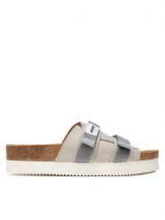 Novesta Klapki Partisan N358001-176768BIA Szary. Szare klapki Novesta, bez wzorów, ze skóry, bez obcasa. Za 489.99 zł.
