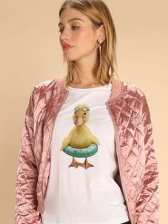 WOOOP Koszulka "Duck Bouee" w kolorze białym rozmiar: L. Białe bluzki Wooop, l, bez wzorów, z bawełny, bez kołnierzyka, bez ramiączek. Za 83.42 zł.