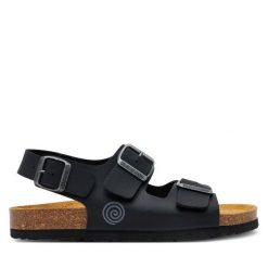 Sandały Dr. Brinkmann. Czarne sandały Dr. Brinkmann, bez wzorów, bez obcasa, na płaskiej podeszwie, bez zapięcia. Za 209.99 zł.