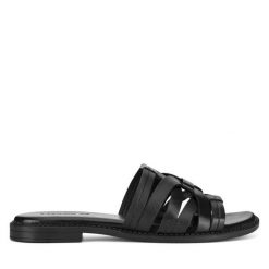 Klapki Lasocki. Czarne klapki Lasocki, bez wzorów, bez obcasa. Za 129.99 zł.
