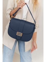 Lia Biassoni Skórzana torebka w kolorze granatowym - 27 x 22 x 7 cm rozmiar: onesize. Niebieskie torby na ramię Lia Biassoni, bez wzorów, z materiału, na ramię, bez dodatków. Za 295.99 zł.