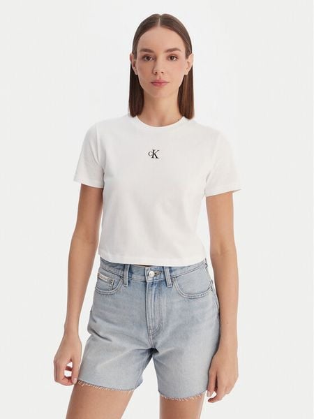 Calvin Klein Jeans T-Shirt LV047AB213 Biały Regular Fit. Białe t-shirty Calvin Klein Jeans, xl, bez wzorów, z bawełny, bez kołnierzyka, bez ramiączek. Za 135.99 zł.