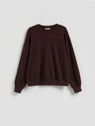 Bawełniana bluza - mahoniowy. Brązowe bluzy Reserved, l, bez wzorów, z bawełny, bez kaptura. Za 119.99 zł.