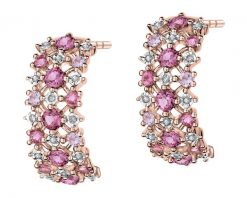 Kolczyki z różowego złota z diamentami i kamieniami ozdobnymi - próba 585. Czerwone kolczyki Apart, z diamentem, złote. Za 4,590.00 zł.