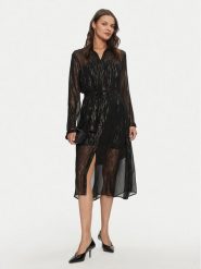 Armani Exchange Sukienka koszulowa 6DYA44 YN2VZ 42AP Czarny Regular Fit. Czarne sukienki Armani Exchange, bez wzorów, z wiskozy, bez kołnierzyka, bez ramiączek, koszulowe. Za 519.99 zł.