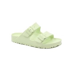Klapki damskie Birkenstock Arizona Eva. Zielone klapki Birkenstock, bez wzorów, z materiału, bez obcasa. Za 366.00 zł.