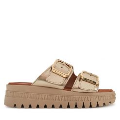 Klapki Tamaris. Żółte klapki Tamaris, bez wzorów, bez obcasa. Za 359.99 zł.