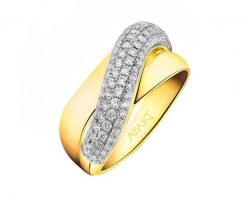 Pierścionek z żółtego złota z brylantami - 0,63 ct - próba 585. Żółte pierścionki Apart, z brylantem, złote. Za 8,690.00 zł.