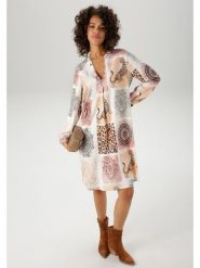 Aniston Sukienka w kolorze białym rozmiar: 48. Białe sukienki Aniston, bez wzorów, z wiskozy, bez kołnierzyka, bez ramiączek, midi. Za 91.56 zł.